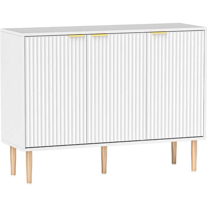 Aparador homcom melamina de madera, mdf blanco 107x35x80 cm 83b-195v80wt