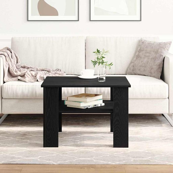 Mesa de café roble negro 60 x 60 x 42 cm madera contrachapada