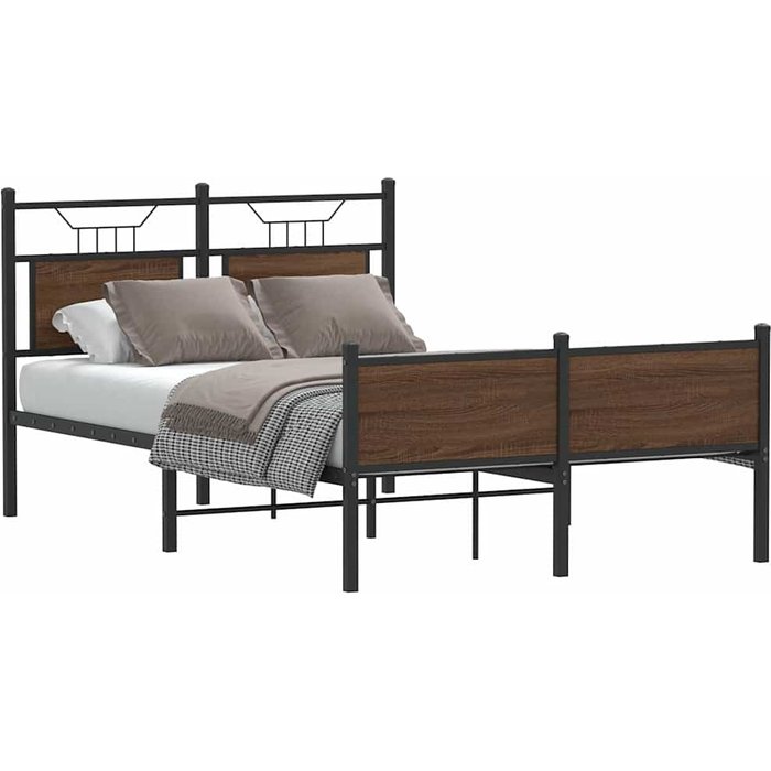 Estructura de cama sin colchón madera marrón roble 120x190 cm