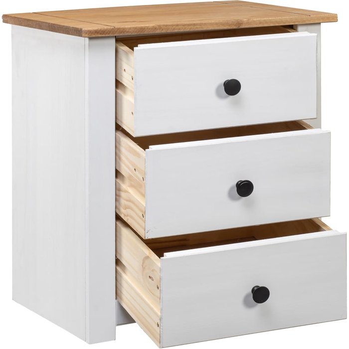 Mesita de noche blanca 46x40x57 cm gama pino panamá