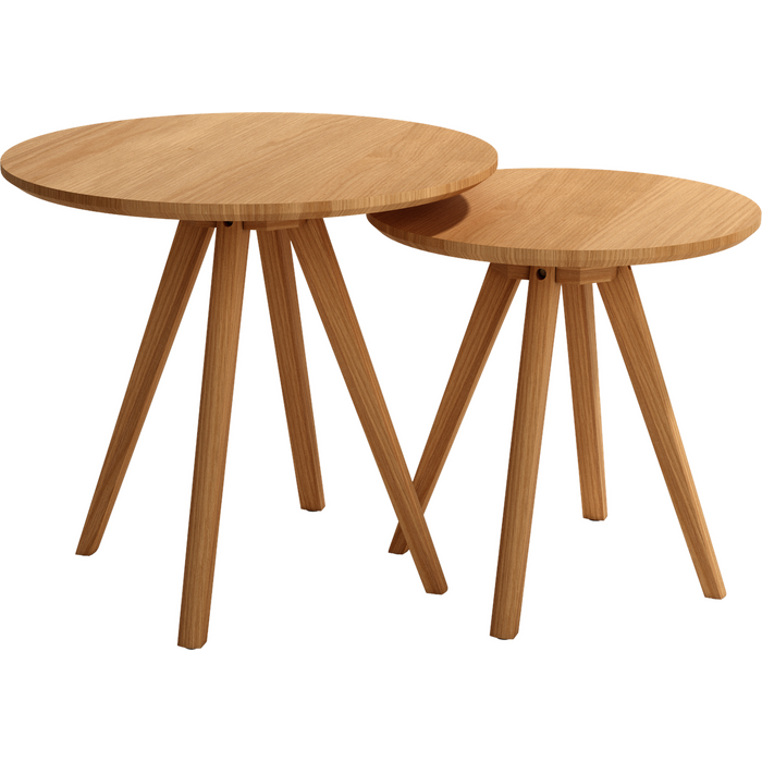 Set de 2 mesas auxiliares modernas de roble modelo cook.