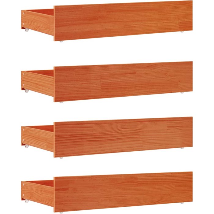 Cajones de cama 4 uds madera maciza de pino marrón cera cfw47197