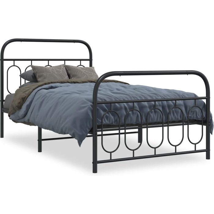 Estructura cama sin colchón con estribo metal negro 100x190 cm vidaxl