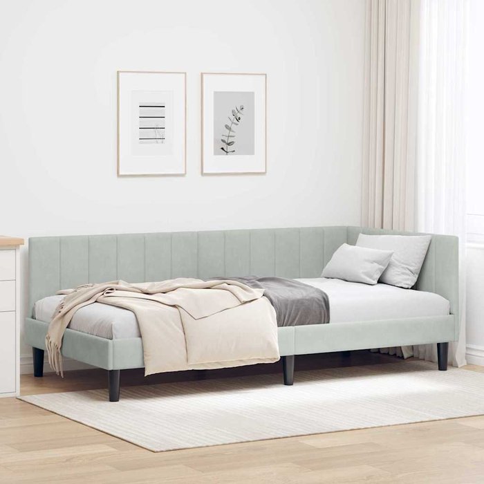 Estructura de cama en esquina gris claro 90 cm x 190 cm vidaxl