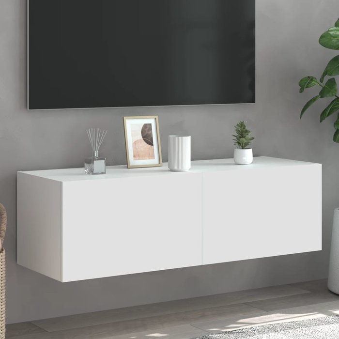 Vidaxl mueble de tv de pared con luces led blanco 100x35x31 cm