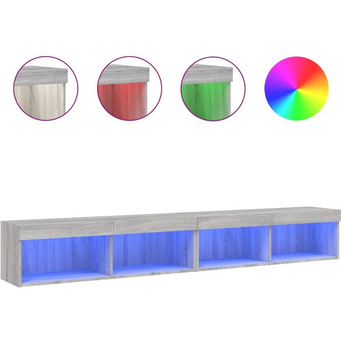 Muebles de tv con iluminación led 2 piezas sonoma gris 100x30x30 cm