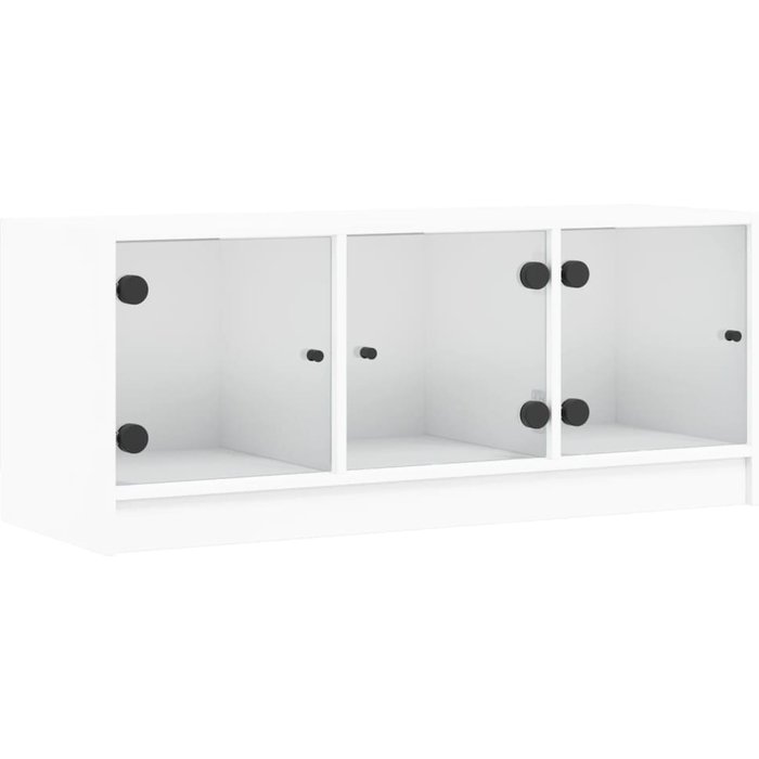 Mueble de tv con puertas de cristal blanco 102x37x42 cm - comfortxl