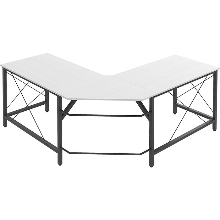 Escritorio esquinero homcom melamina de madera, acero blanco 150x150x76 cm