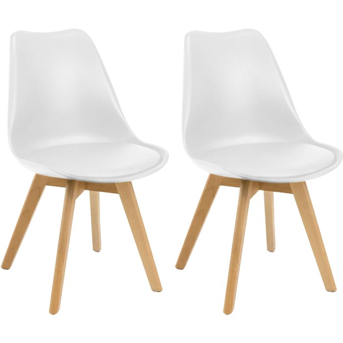 Pack 2 sillas nórdic estilo nórdico color blanco y roble 83x49x56 cm