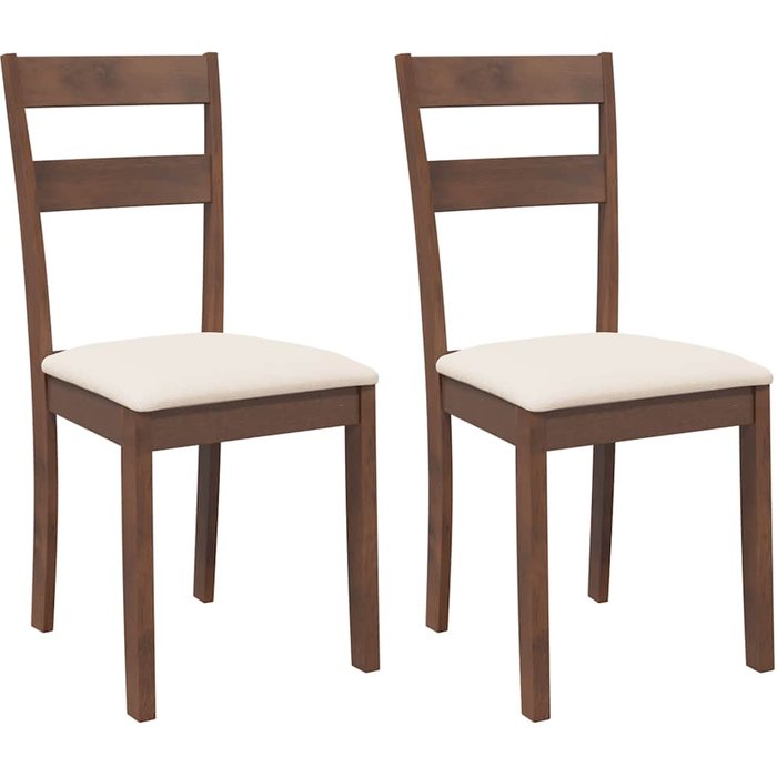 Sillas de comedor con cojines 2 uds madera maciza marrón caucho