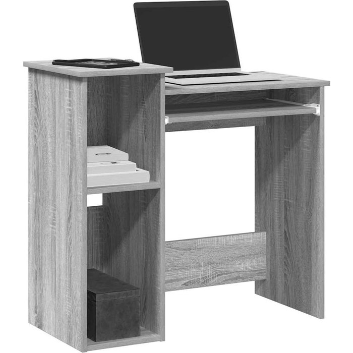 Maison exclusive - escritorio con estantes contrachapada gris sonoma 84x40x78 cm