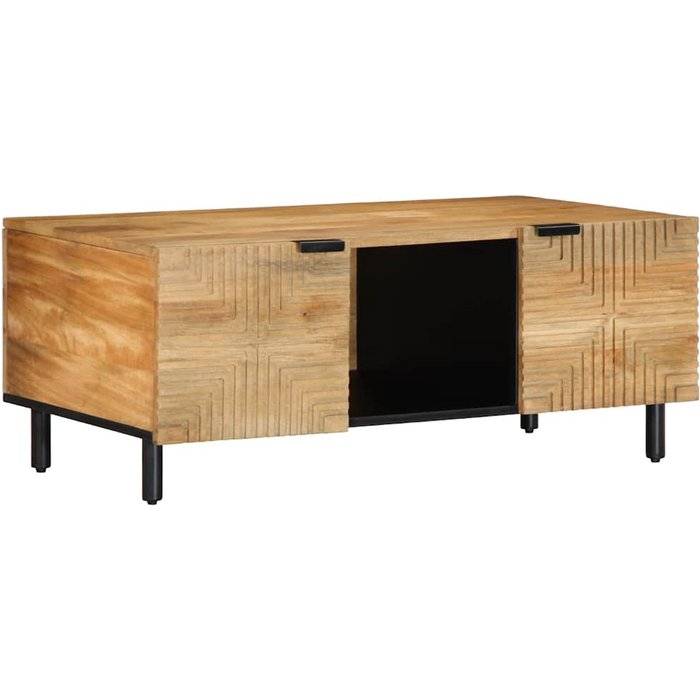 Mesa de centro madera maciza de mango negra 100x54x40 cm marrón vidaxl