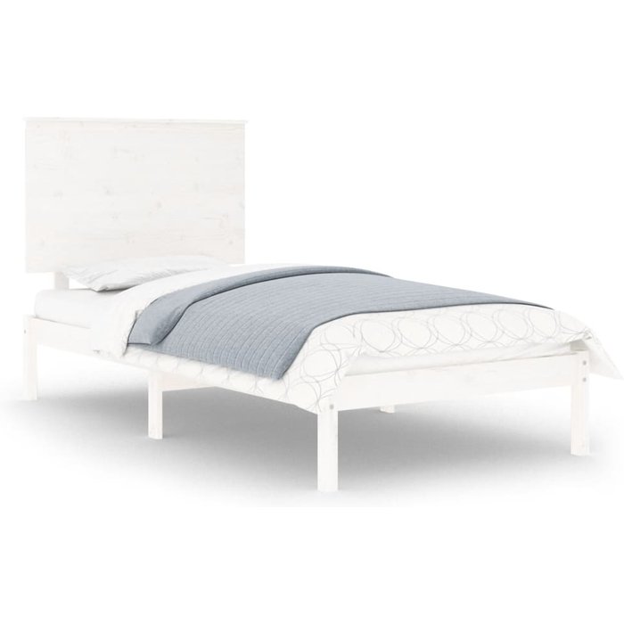 Estructura de cama individual madera maciza blanco 90x190 cm — comfortxl