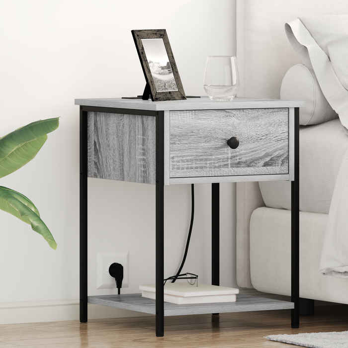 Vidaxl cajoneras de noche con cajón 2 pcs gris sonoma 42 x 41 x 56 cm