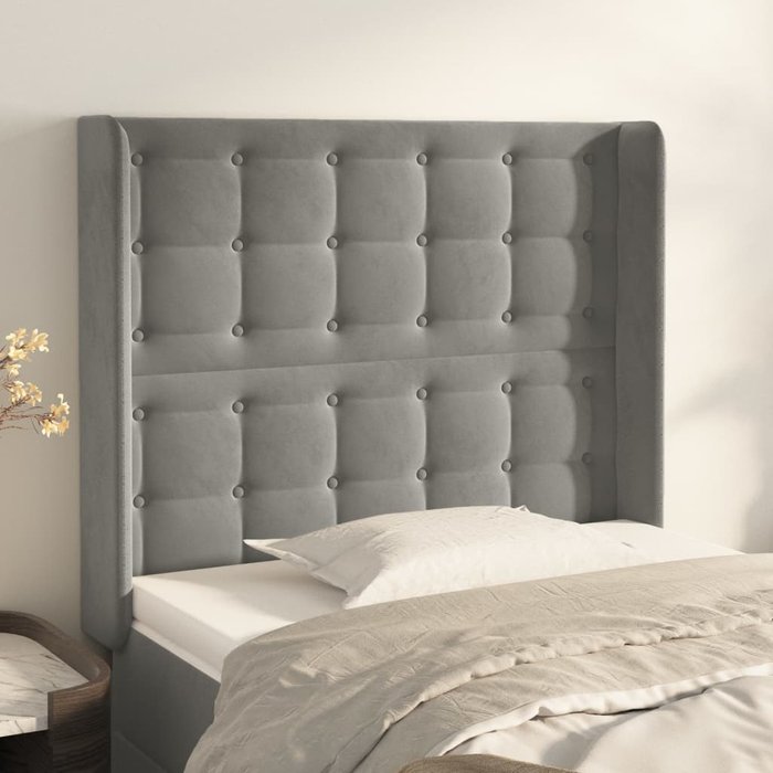 Maison exclusive - cabecero con orejas de terciopelo gris claro 93x16x118/128 cm