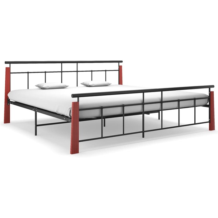 Estructura de cama sin colchón metal madera de roble 200x200 cm