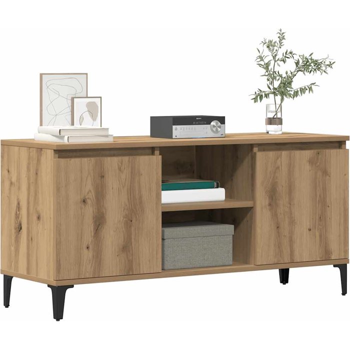 Mueble de tv de roble hecho a mano, 102x35x50 cm, madera de ingeniería