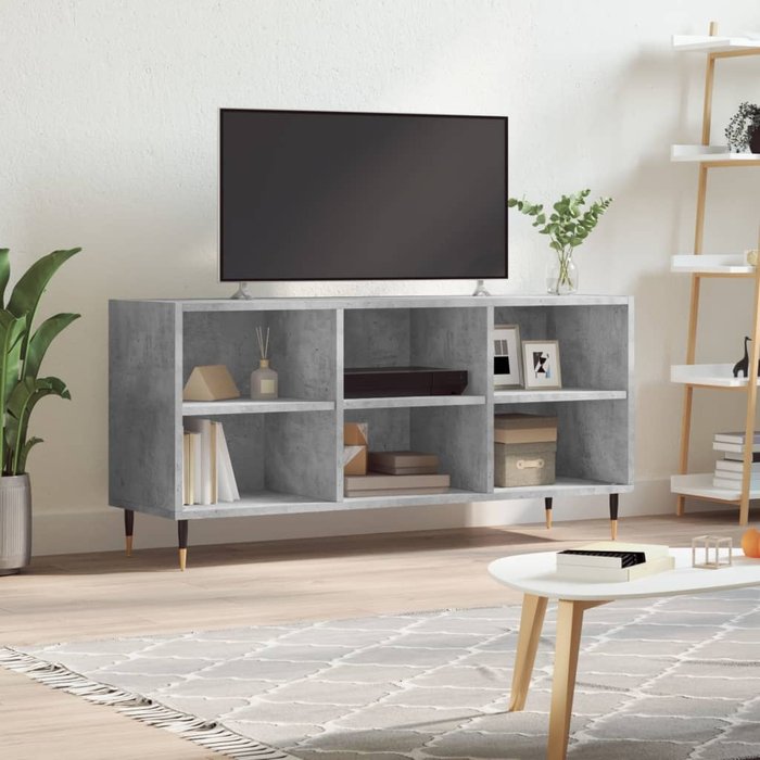 Mueble de tv madera de ingeniería gris hormigón 103,5x30x50 cm - comfortxl