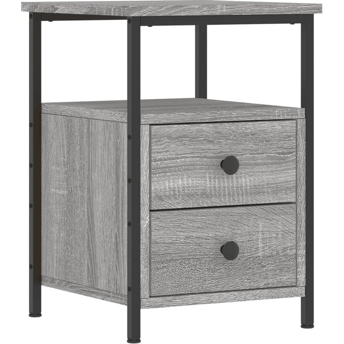 Mesita de noche gris sonoma 34x35,5x50 cm de madera contrachapada