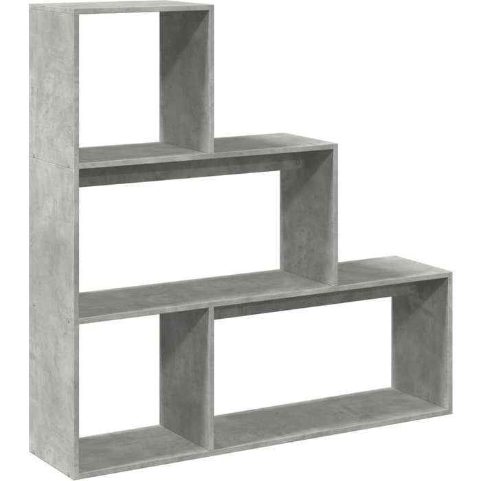 Librería divisora 3 niveles madera gris hormigón 123x29x123 cm – comfortxl