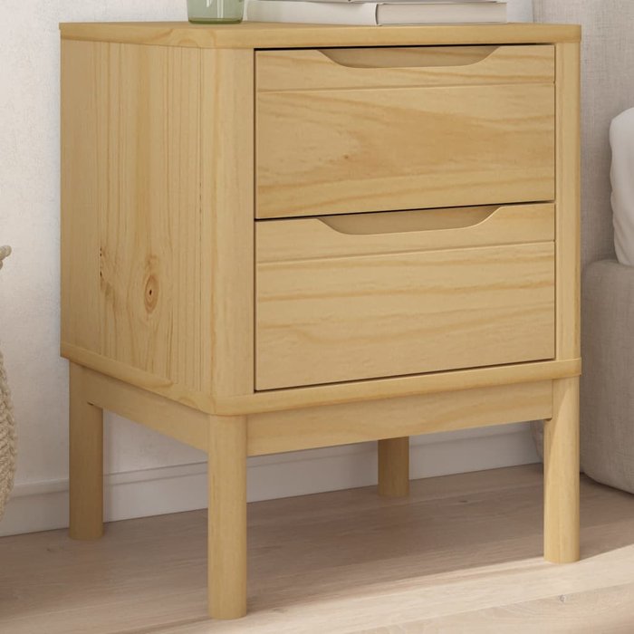 Floro mesita de noche cera marrón 45x39x57cm madera maciza de pino