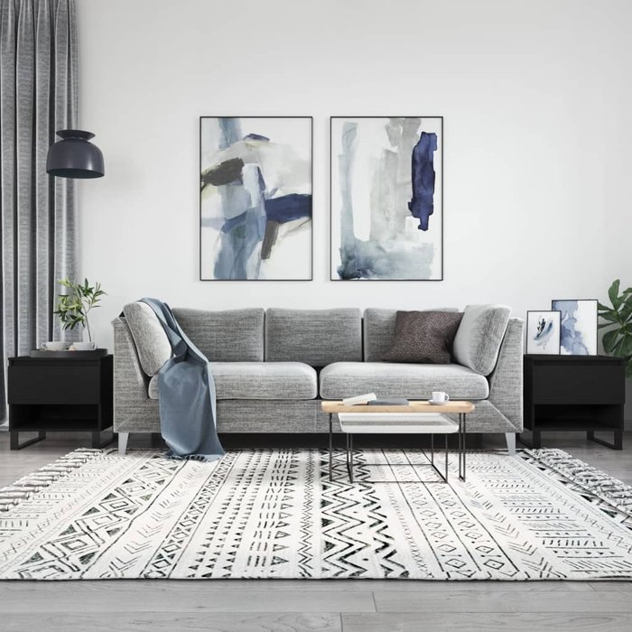 Mesas de centro, 2 unidades, negras, 50x46x50 cm, madera de ingeniería.