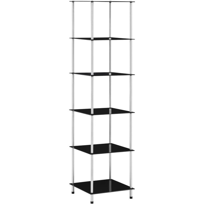 Estantería 6 niveles cristal templado negro 40x40x160 cm – comfortxl