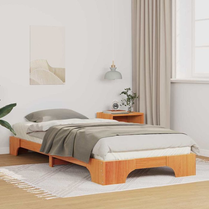 Estructura de cama marrón 100 x 220 cm madera
