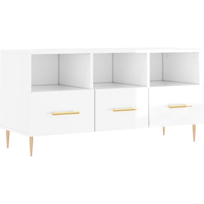 Mueble tv blanco brillo 102x36x50 cm madera contrachapada