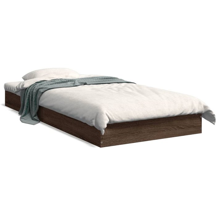Estructura de cama de roble marrón 75x190 cm de madera contrachapada
