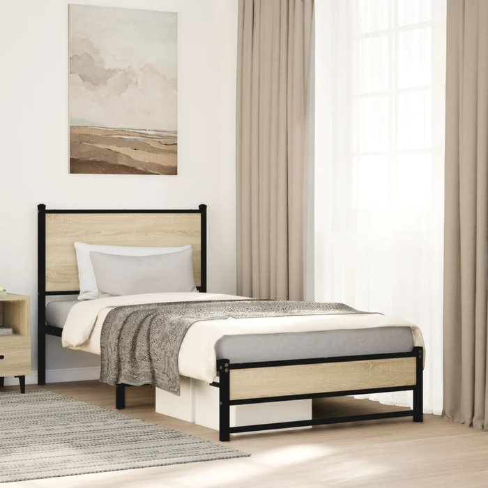 Maison exclusive - estructura de cama sin colchón metal roble sonoma 90x200 cm