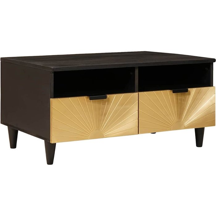 Vidaxl mesa de café with drawer negro y dorado 80 x 54 x 40 cm