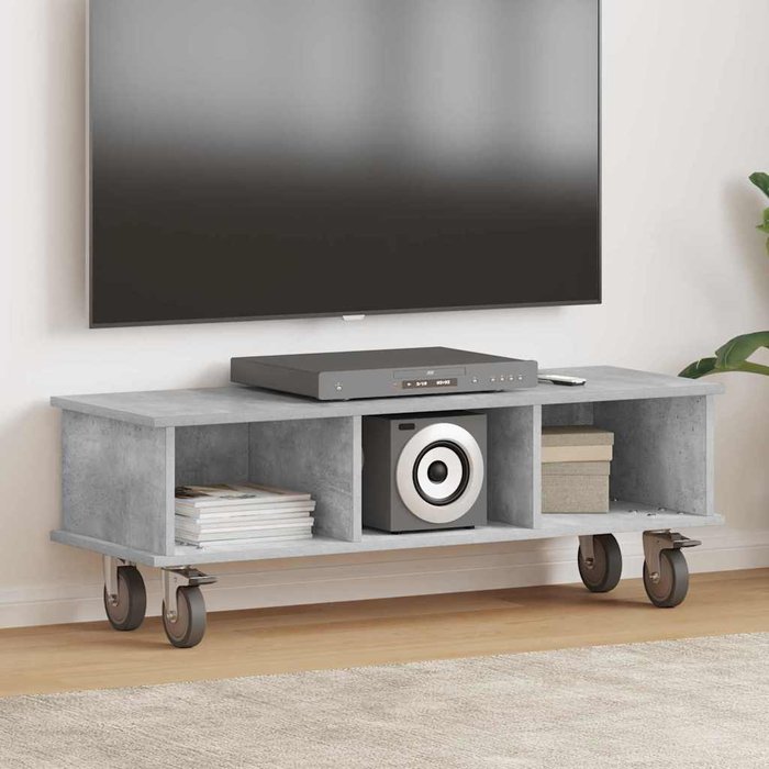 Mueble de tv, gris hormigón, 100 x 35 x 35 cm, madera de ingeniería