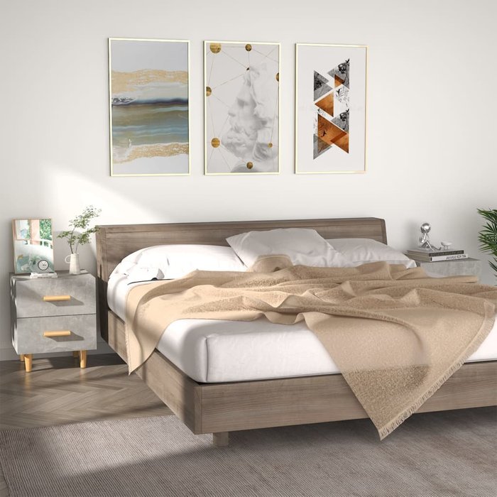 Mesitas de noche, 2 unidades, gris hormigón, 40x35x47,5 cm