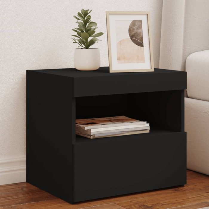 Maison exclusive - mesita de noche con luces led negro 50x40x45 cm