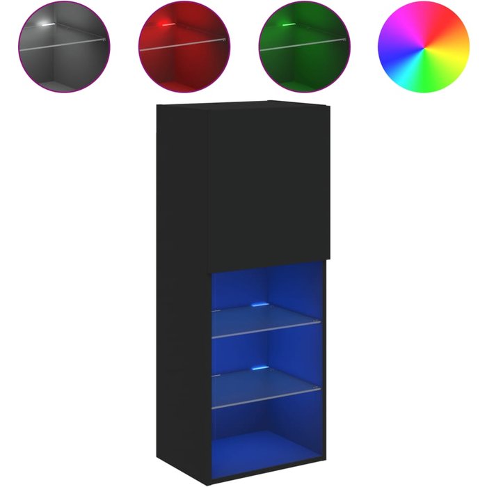 Mueble para tv | mueble de salón con luces led negro 40,5x30x102 cm cfw18238