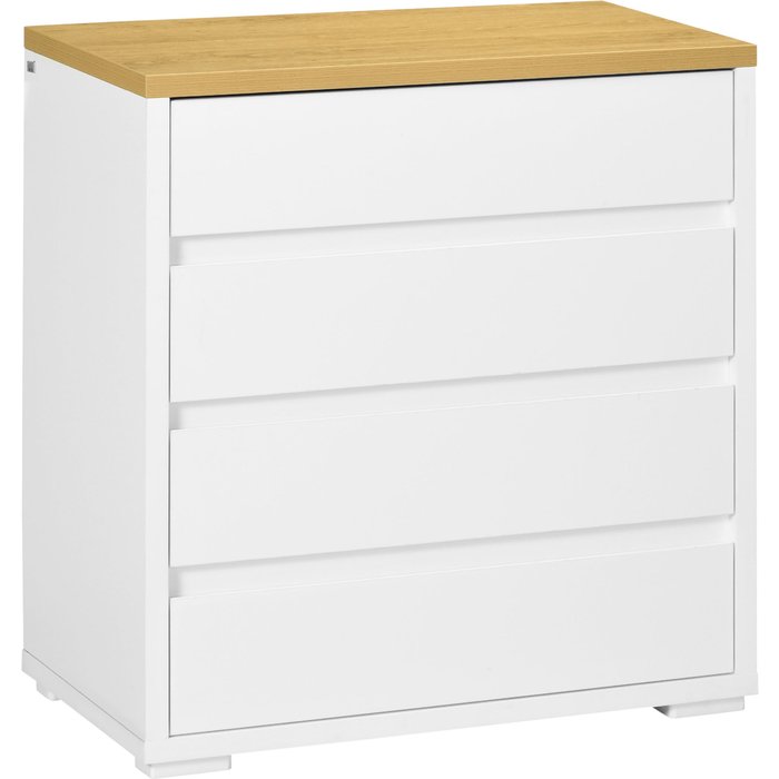 Cómoda con cajones homcom melamina de madera blanco 70x37x75 cm 831-671v01wt