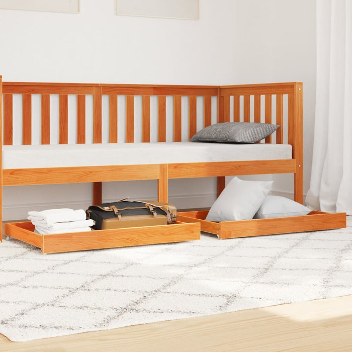 Maison exclusive - cajones de sofá cama 2 uds madera maciza de pino marrón cera