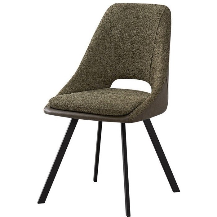 Silla tapizada bouclé para comedor en color verde. colección filou.