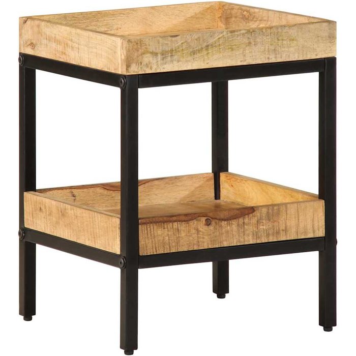 Mesita auxiliar marrón, 35 x 35 x 45 cm, madera maciza de mango.