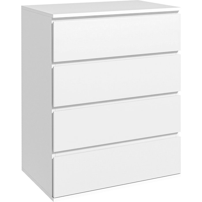 Cómoda de 4 cajones, sin tiradores, diseño minimalista, 60 x 40 x 80 cm, blanca