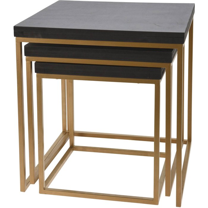 Wellhome juego de 3 bancos en madera y metal color negro