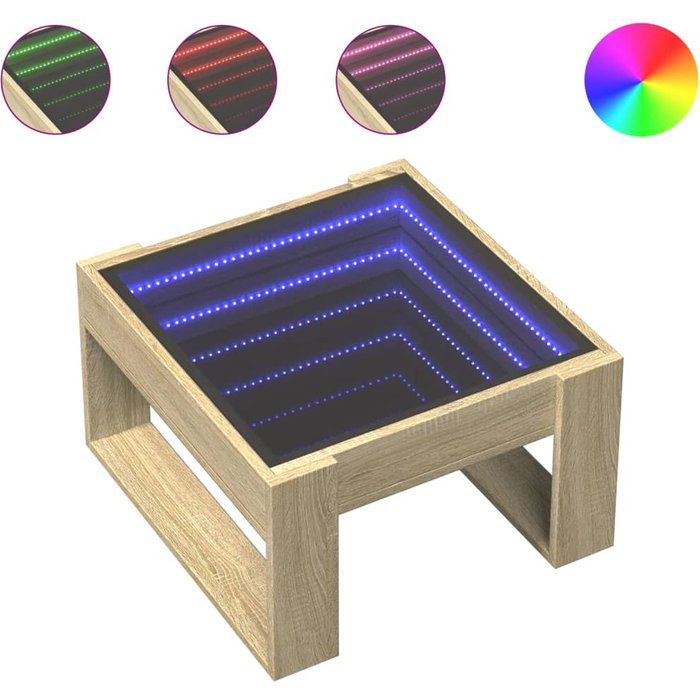 Mesa de centro con infinity led roble sonoma 50x53x30 cm - comfortxl
