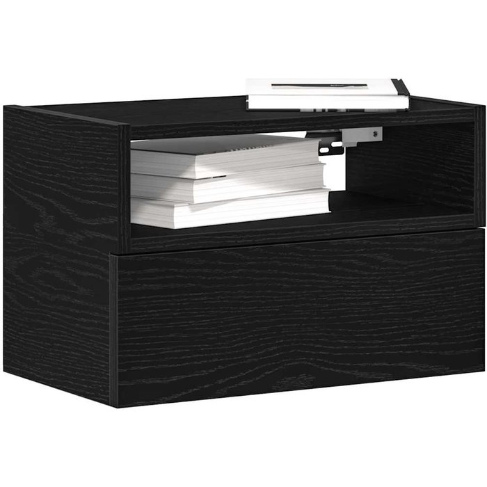 Mesitas de noche de pared 2 piezas negro 45x26x28,5 cm