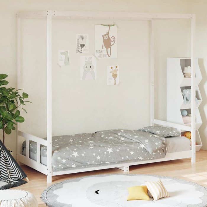 Vidaxl estructura de cama para niños madera de pino blanco 90x190 cm