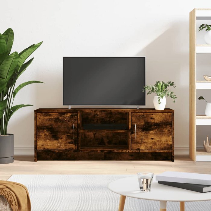 Mueble de tv de roble ahumado, 102x30x37,5 cm, madera de ingeniería