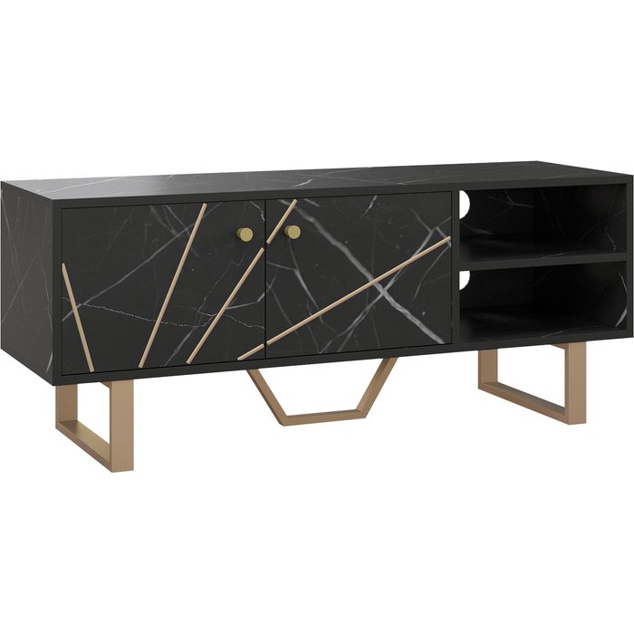 Mueble de tv homcom melamina de madera negro 110x35x45 cm