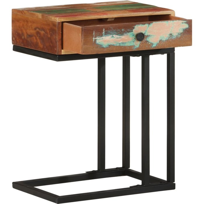 Mesa auxiliar en forma de u de madera maciza reciclada 45x30x61 cm - comfortxl