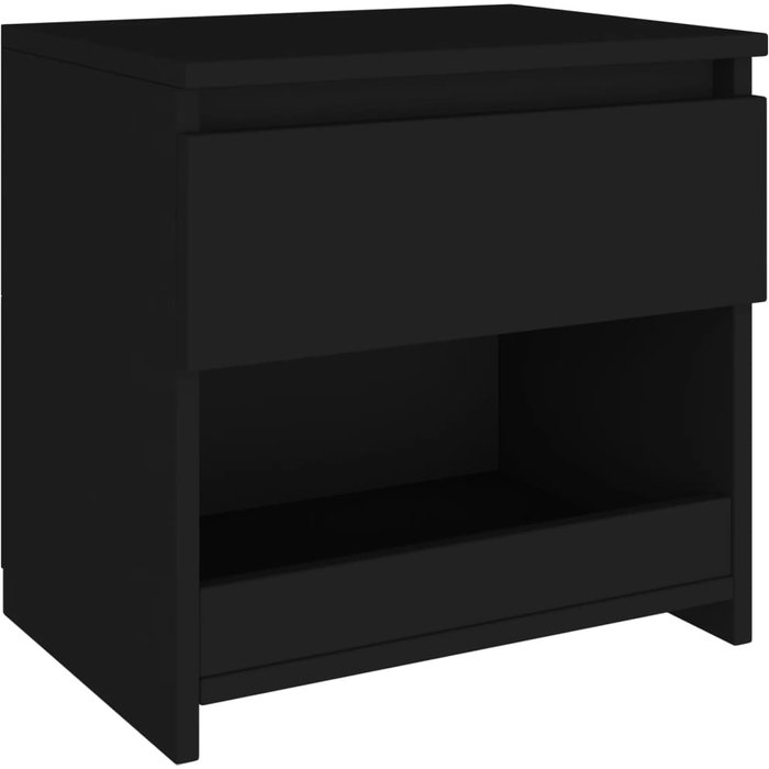 Mesita de noche de madera contrachapada negro 40x30x39 cm - comfortxl