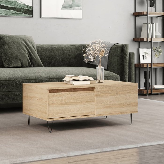 Mesa de centro madera contrachapada roble sonoma 90x50x36,5 cm vidaxl